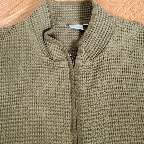 Focus Waffle Weave Thermal Vest Womens L Corduroy Piping Lagenlook khaki - Picture 5 of 11